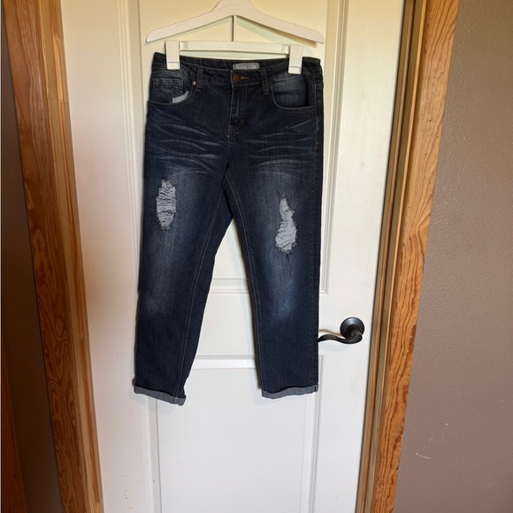 Maggie Code Size 8 Dark Blue Distressed Women's Jeans - Picture 1 of 5